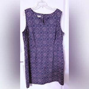 Talbots 18W blue and pink sleeveless dress